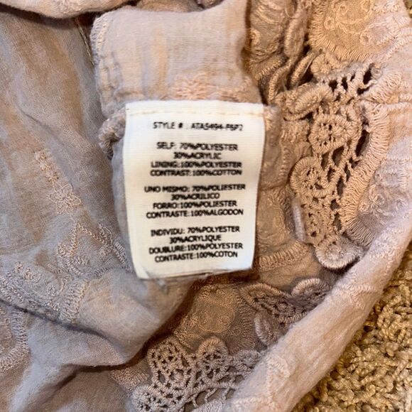 Altar'd State Gray V-Neck Sweater with Cream Accents - Picture 3 of 5